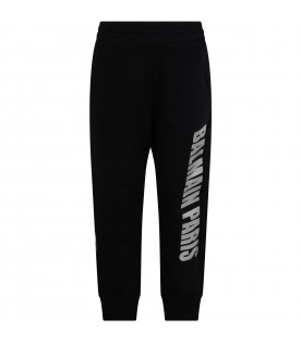 Black sweatpants for kids with logo