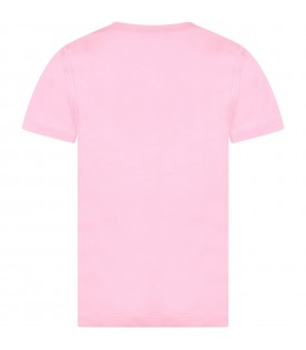Pink T-shirt for girl with logo