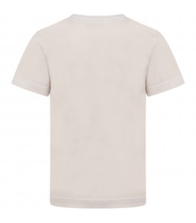 Beige T-shirt for kids with logo