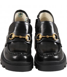 Black moccasin for kids with iconic bee