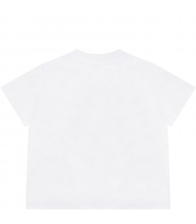 T-shirt bianca per neonata con palma