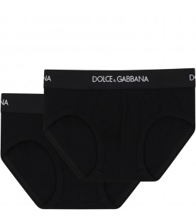 Black briefs for kids with logo