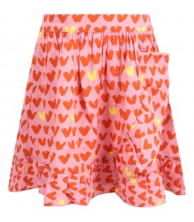 Pink skirt for girl with hearts