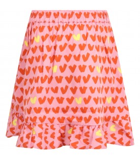 Pink skirt for girl with hearts
