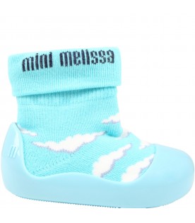 Light-blue socks for kids with clouds