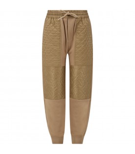 Beige trouser for kids with logos