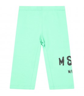 Mint green leggings for babygirl wih logo