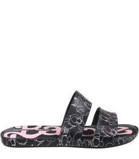 Black sandals for girl with Barbie