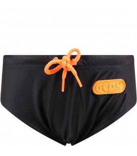 Black swimsuit for boy with logo
