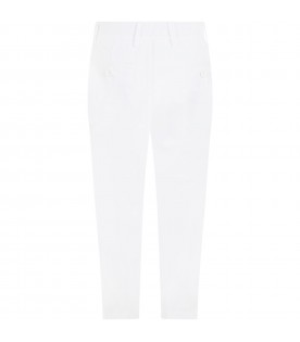 White pants for boy with logo