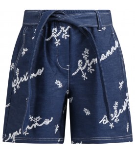 Blue short for girl with logos