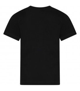 T-shirt noir pour garçon avec logos
