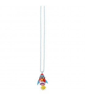 Light bleu necklace with rocket for kids