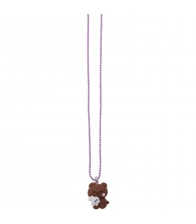 Purple necklace with teddy bear for girl
