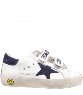 White ''Old school'' sneaker for kids with blue star