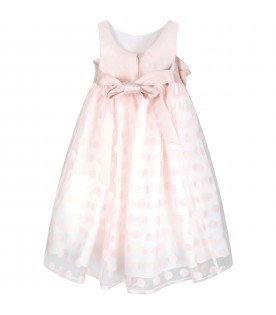 Pink dress for girl with polka-dots