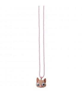 Pink necklace with cat for girl