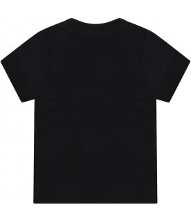 T-shirt nera per neonato con loghi