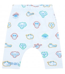 Light-blue leggings for baby boy with animals