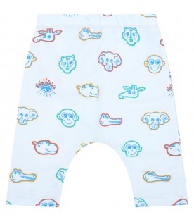 Light-blue leggings for baby boy with animals