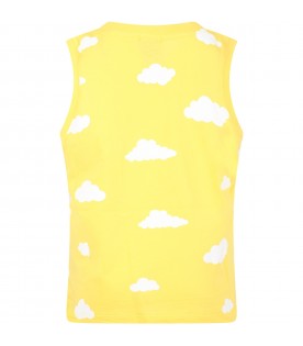 Yellow tank top for kids with clouds