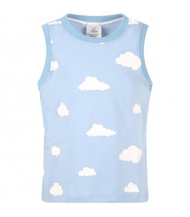 Light blue tank top for kids with clouds