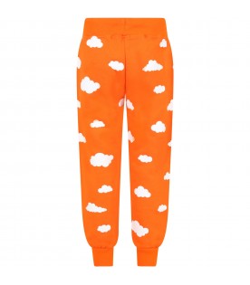 Orange sweatpant for kids with clouds