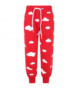 Pantalone rosso per bambini con nuvole