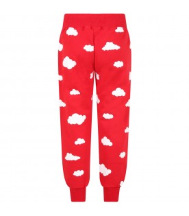 Red sweatpant for kids with clouds