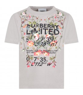 Grey t-shirt for kids with flowers