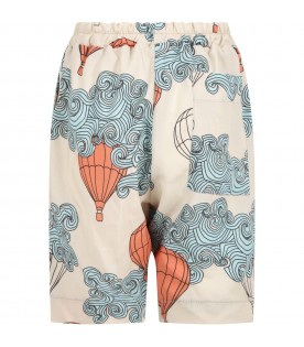 Beige short for kids with hot air balloons