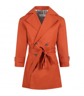 Orange trench coat for kids with hot air balloon