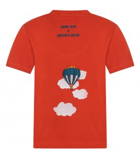 Orange t-shirt for kids with  hot air balloon