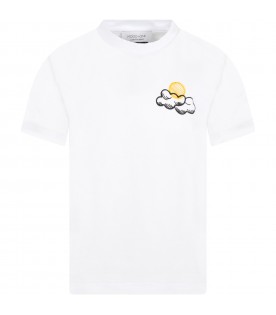 White t-shirt for kids with clouds