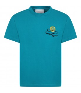 Green t-shirt for kids with clouds