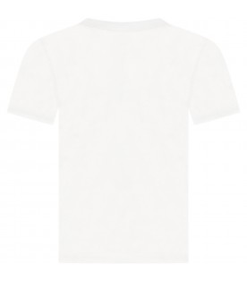T-shirt bianca per bambino con barca a vela