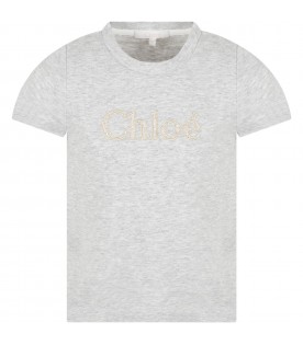 Grey t-shirt for girl with logo