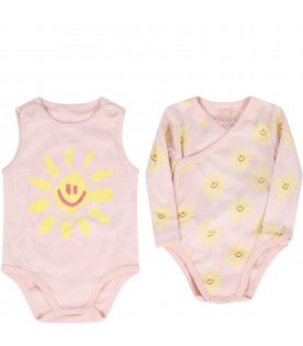 Pink set for baby girl with sun