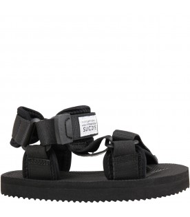 Black Depa sandals for kids with logo
