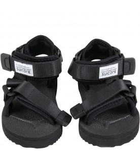 Black Depa sandals for kids with logo