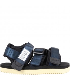 Blue "Kisee " sandals for kids with logo