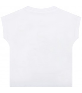 White t-shirt for baby girl with tiger anf flowers