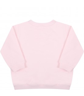 Pink sweatshirt for baby girl with iconic tiger