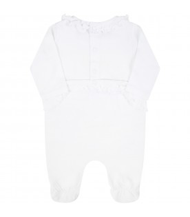 White suit for baby girl with logo