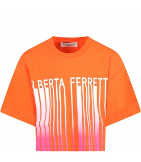 Orange t-shirt for girl with logo