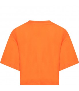 Orange t-shirt for girl with logo