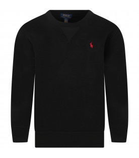 Black sweatshirt for kids with pony logo