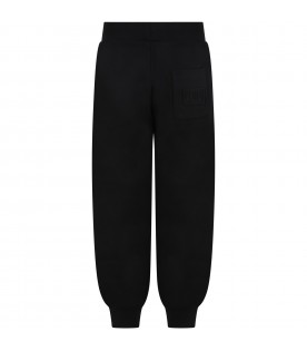 Black sweatpants for kids with logo