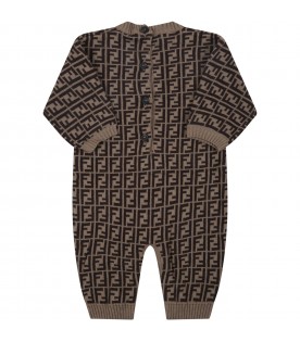 Beige jumpsuit for babykids with double FF