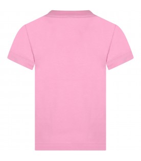 Pink T-shirt for girl with vertigo logo